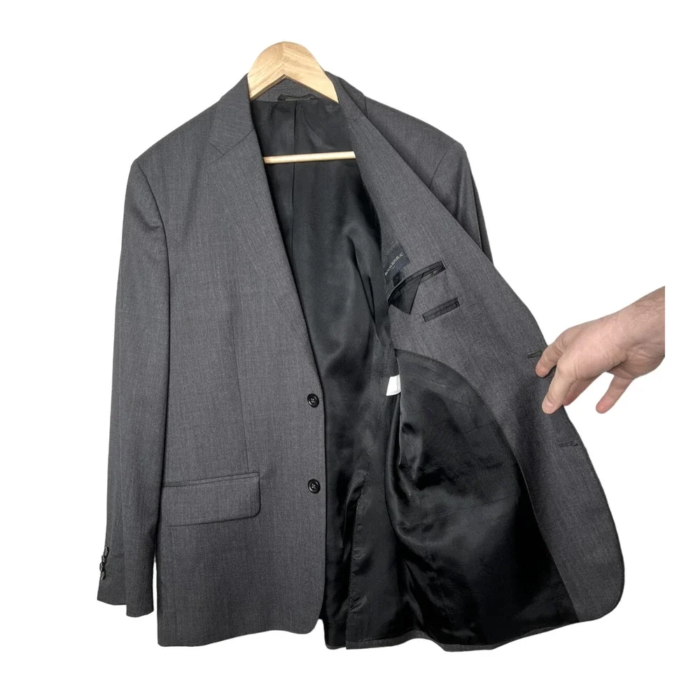 Banana Republic 42R Italian 100% Wool Blazer $450 2-Button Gray Jacket Work